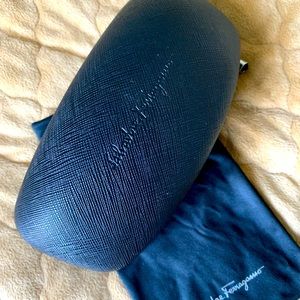 Salvatore Ferragamo black hard clam shell sunglass case